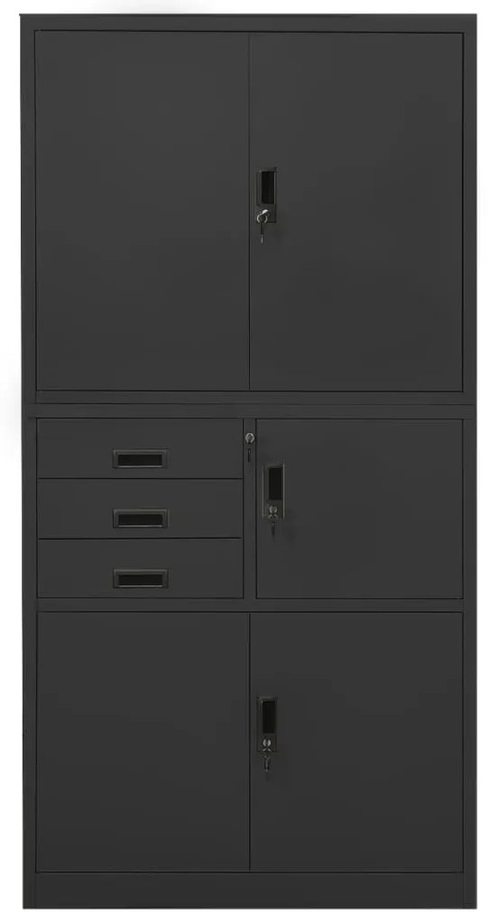 vidaXL Ντουλάπα Γραφείου Ανθρακί 90 x 40 x 180 εκ. Ατσάλινη