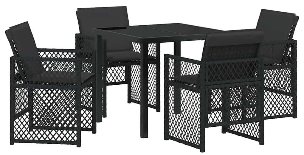 vidaXL Σετ Εξωτερικής Τραπεζαρίας 5 Τεμαχίων με Μαύρο Πολυ Ράτταν