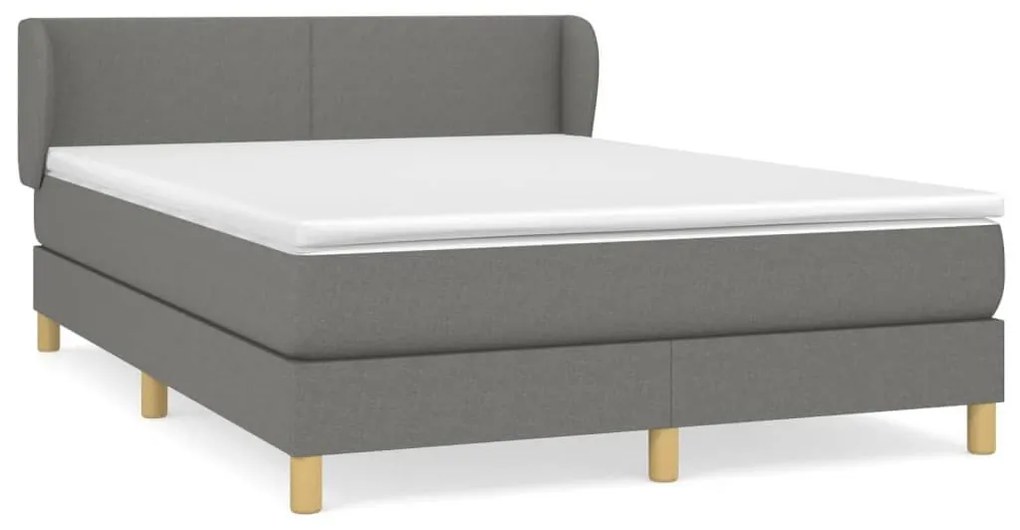 Κρεβάτι Boxspring με Στρώμα Σκούρο Γκρι 140x200 εκ Υφασμάτινο - Γκρι