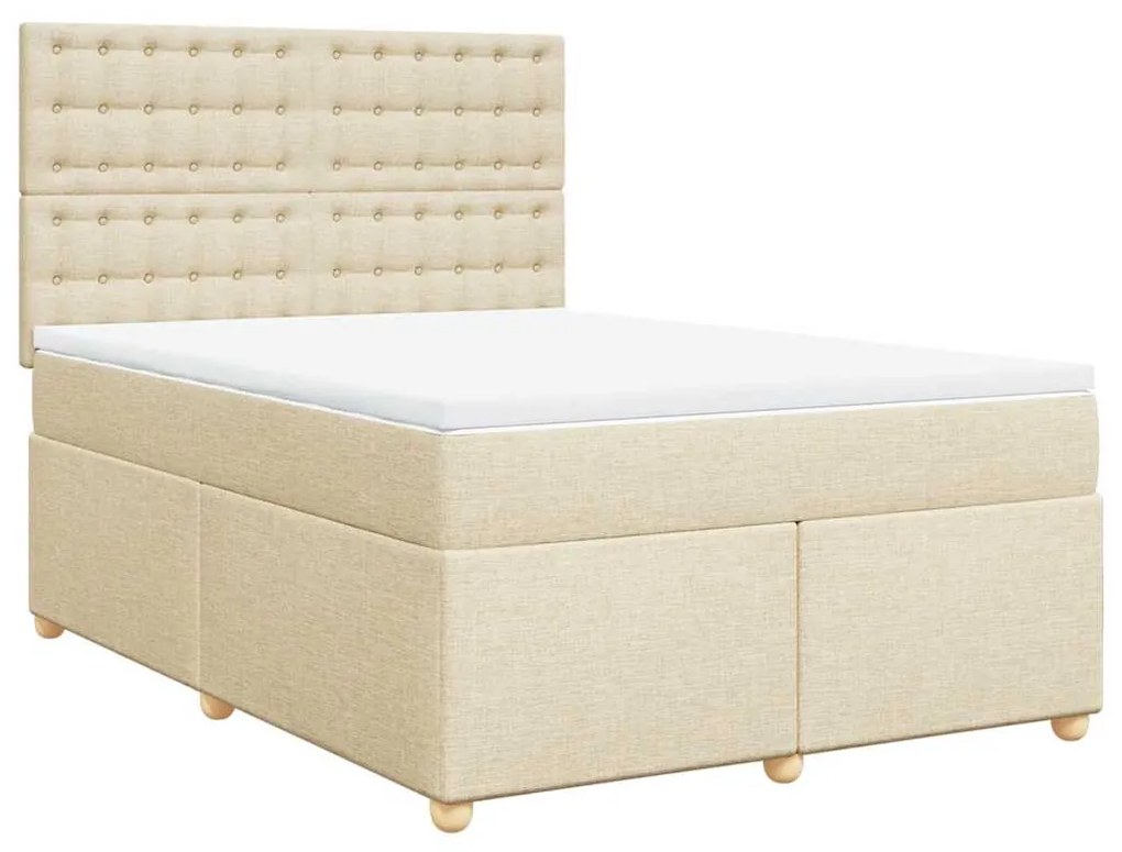 vidaXL Κρεβάτι Boxspring με Στρώμα Κρεμ 140x190 εκ. Υφασμάτινο