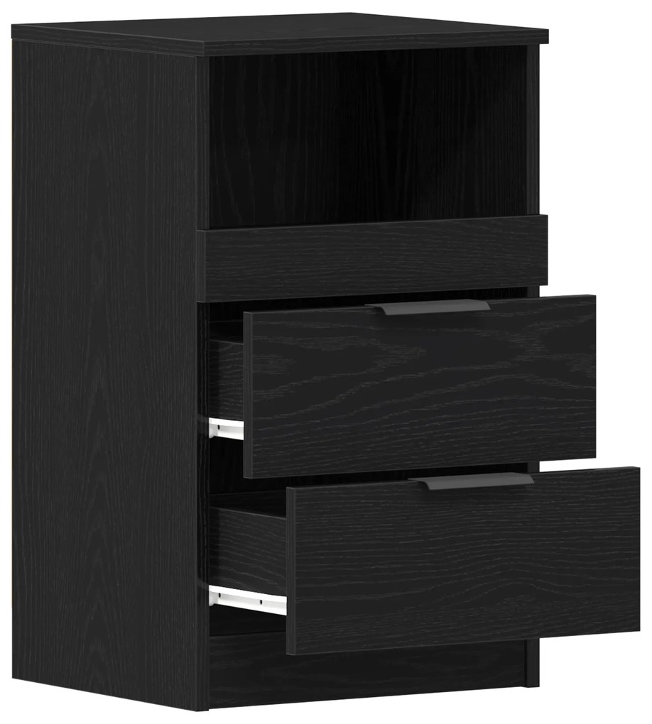 vidaXL κομοδίνο Μαύρο Δρυς 40x35x65 εκ Made of Engineered Wood