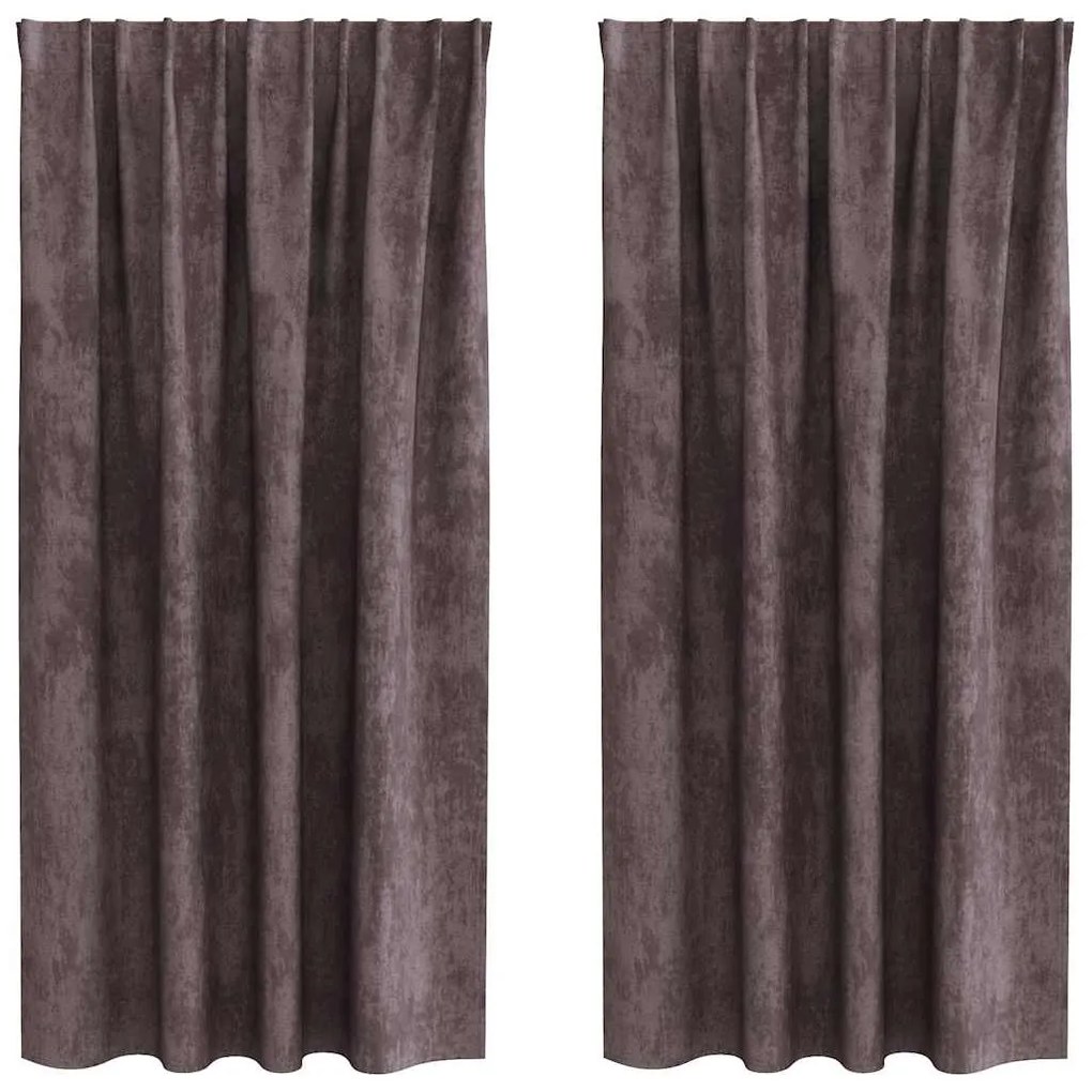 vidaXL Κουρτίνα με κουρτίνες 2 pcs Καφέ 175 x 140 εκ. Βελούδο