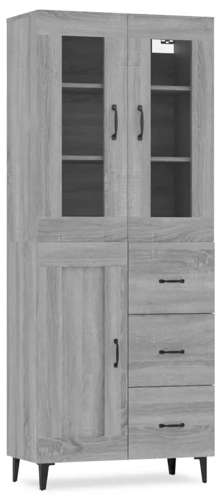 vidaXL Ντουλάπι Γκρι Sonoma 69,5 x 34 x 180 εκ. Επεξεργασμένο Ξύλο