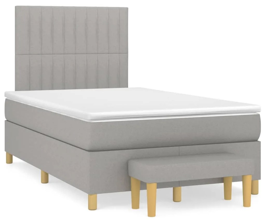 vidaXL Κρεβάτι Boxspring με Στρώμα Ανοιχτό Γκρι 120x200 εκ. Υφασμάτινο