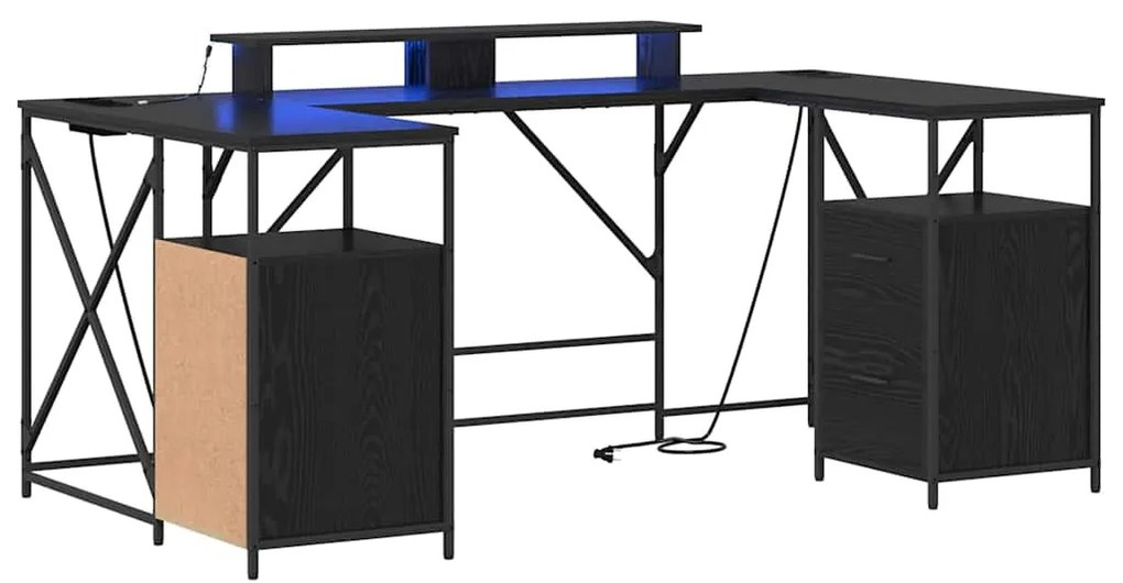 vidaXL Γραφείο Μαύρη δρυς 182 x 101 x 87.5 εκ Επεξεργασμένο ξύλο