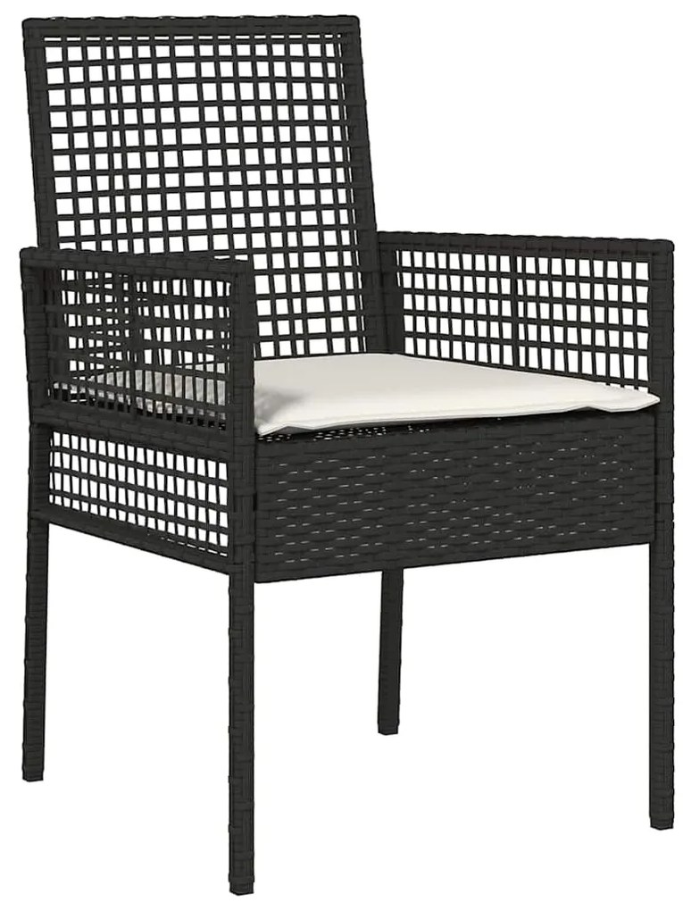 vidaXL 3 κομμάτια σετ κήπου από μαύρο πολυ rattan
