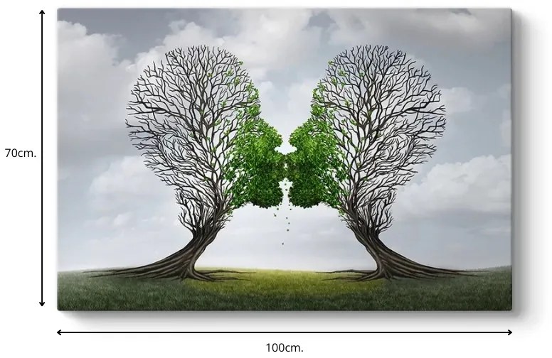 ΠΙΝΑΚΑΣ ΣΕ ΚΑΜΒΑ "TREES GROWING WITH LOVE" MEGAPAP ΨΗΦΙΑΚΗΣ ΕΚΤΥΠΩΣΗΣ 100X70X3ΕΚ.