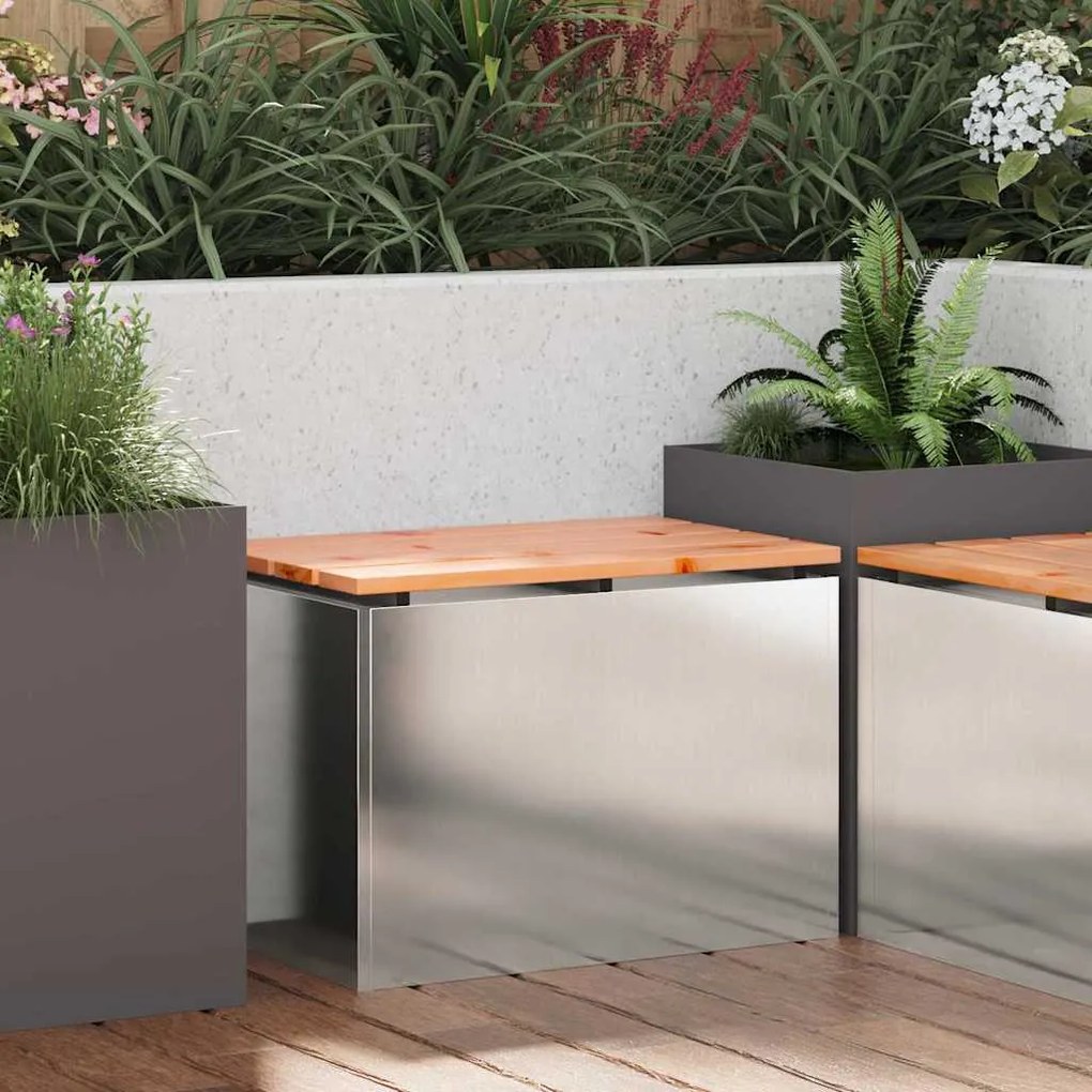 vidaXL Παγκάκι κήπου Ασημί 60 x 40 x 43 εκ Ανοξείδωτο ατσάλι