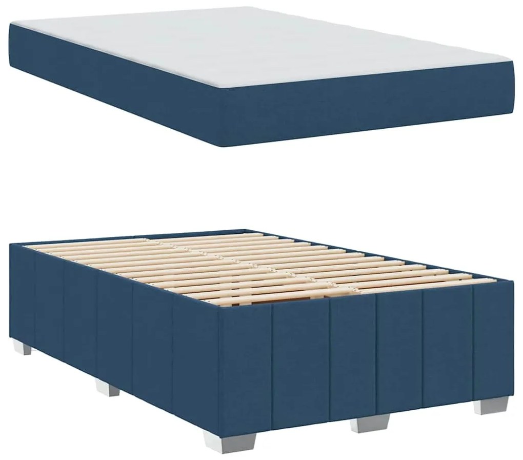 vidaXL Σκελετός Κρεβατιού με στρώμα Μπλε 120 x 200 cm ύφασμα