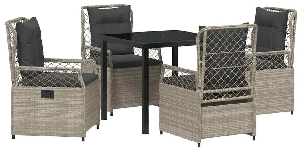 vidaXL Σέτ φαγητού για κήπο 5 pcs Ανοιχτό γκρι συνθετικό ρατάν