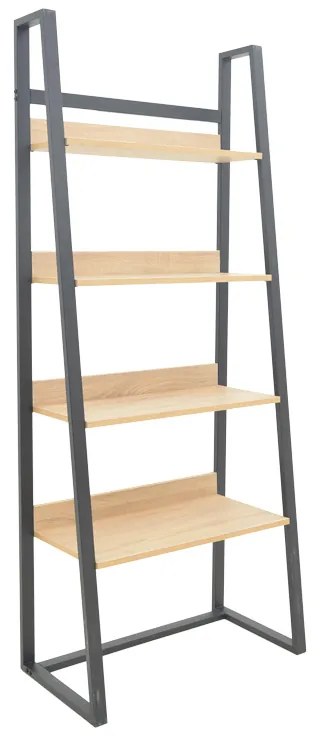 Βιβλιοθήκη Ryder pakoworld σε oak-μαύρη απόχρωση 75x36x185εκ