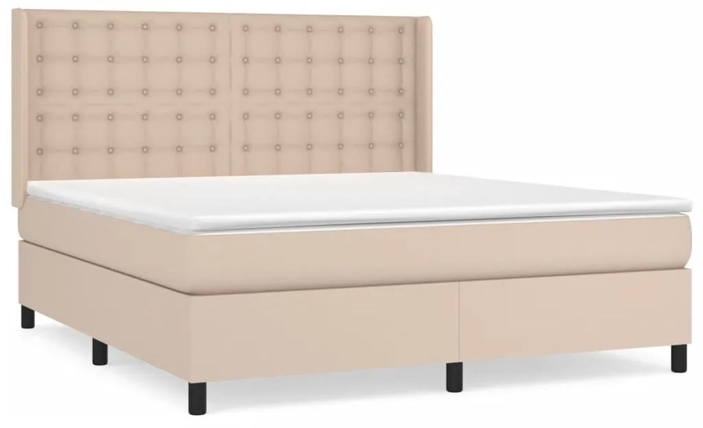 vidaXL Κρεβάτι Boxspring με Στρώμα Καπουτσίνο 180x200 εκ. Συνθ. Δέρμα