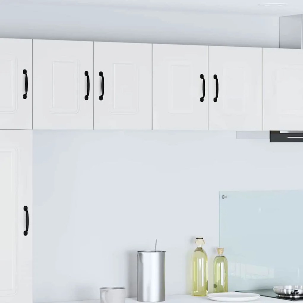 vidaXL Κρεμαστό ντουλάπι κουζίνας με ράφι 2 pcs Υψηλής γυαλάδας λευκό