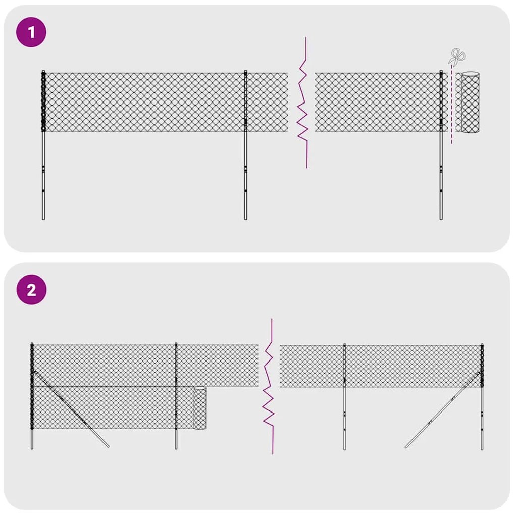 vidaXL Συρματόπλεγμα Περίφραξης Ανθρακί 1,8 x 25 μ. με Καρφωτές Βάσεις