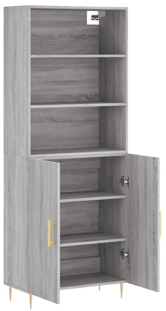vidaXL Ντουλάπι Γκρι Sonoma 69,5 x 34 x 180 εκ. Επεξεργασμένο Ξύλο