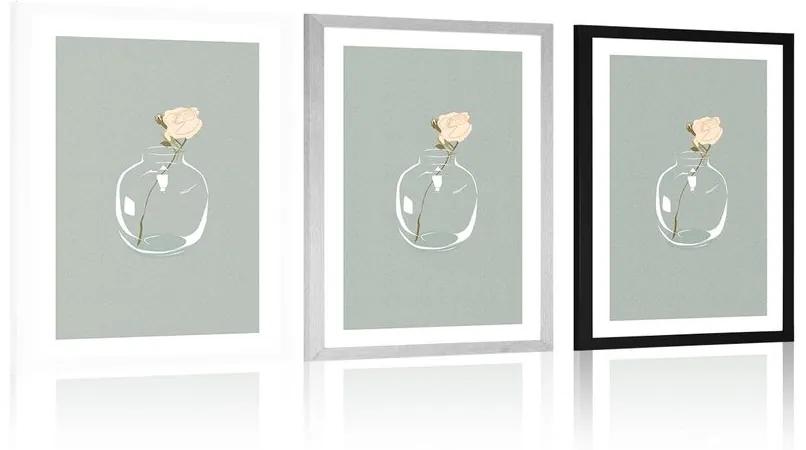 Αφίσα με παρπαστού Λουλούδι σε βάζο σε απλό στιλ - 20x30 silver