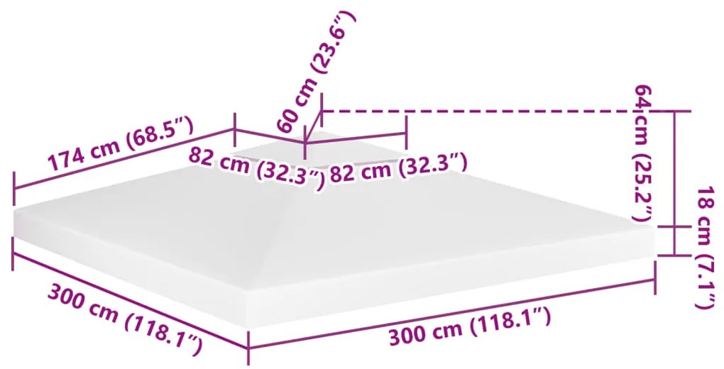 vidaXL Κάλυμμα για Κιόσκι 2 Επιπέδων Λευκό 3 x 3 μ. 310 γρ./μ²