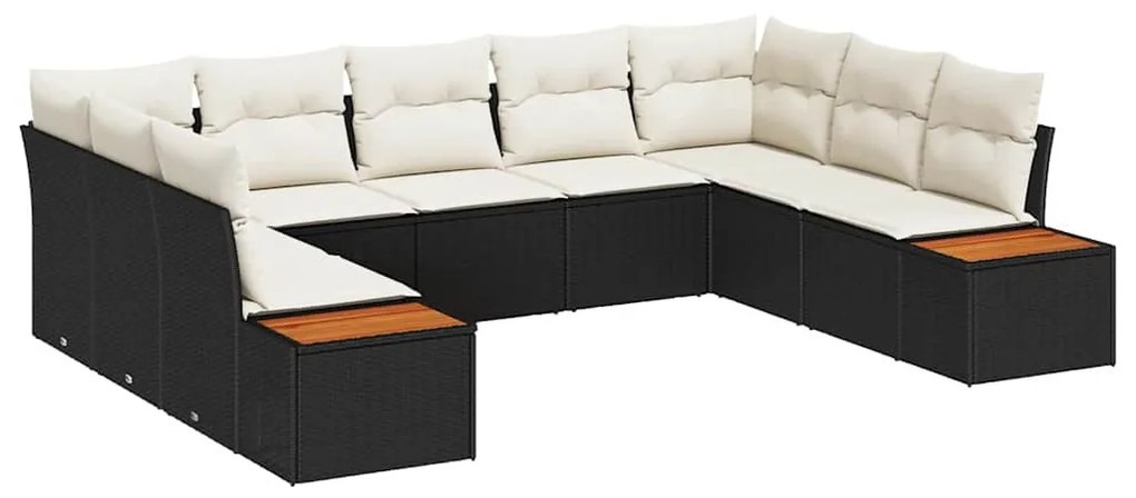 vidaXL Σετ Καναπέ Κήπου με μαξιλάρι 9 pcs Μαύρο Πολυ ράταν