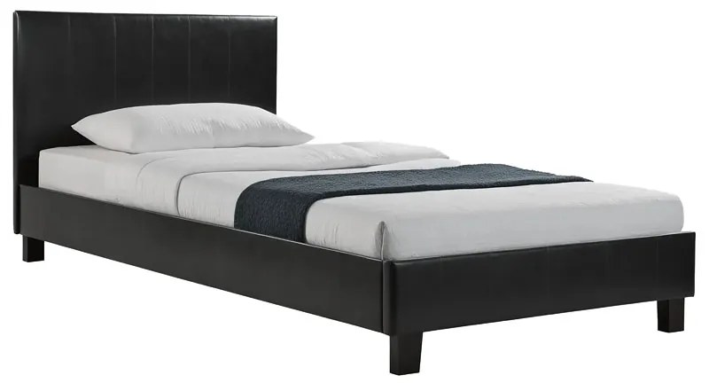 Κρεβάτι Nevil pakoworld 100x200 PU χρώμα μαύρο ματ