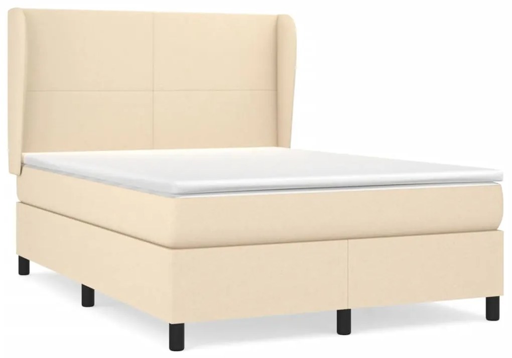 Κρεβάτι Boxspring με Στρώμα Κρεμ 140x200 εκ. Υφασμάτινο - Κρεμ