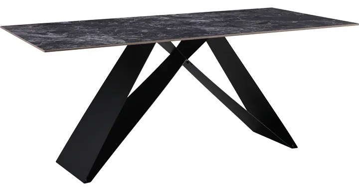 Intrahome Τραπέζι Meja Intrahome Sintered stone μαύρο με μεταλλικά πόδια σε μαύρη απόχρωση 180x90x76εκ | SKU: INTRAPA-389111131
