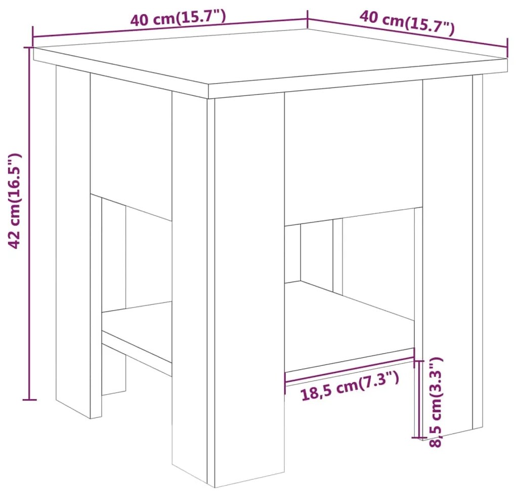 vidaXL Τραπεζάκι Σαλονιού Καπνιστή Δρυς 40 x 40 x 42 εκ από Συνθ. Ξύλο