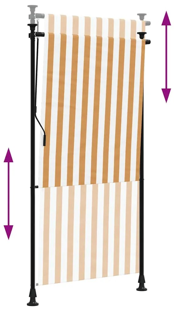 vidaXL Στόρι Ρόλερ Εξ. Χώρου Πορτοκαλί/Λευκό 120x270 εκ. Ύφασμα/Ατσάλι