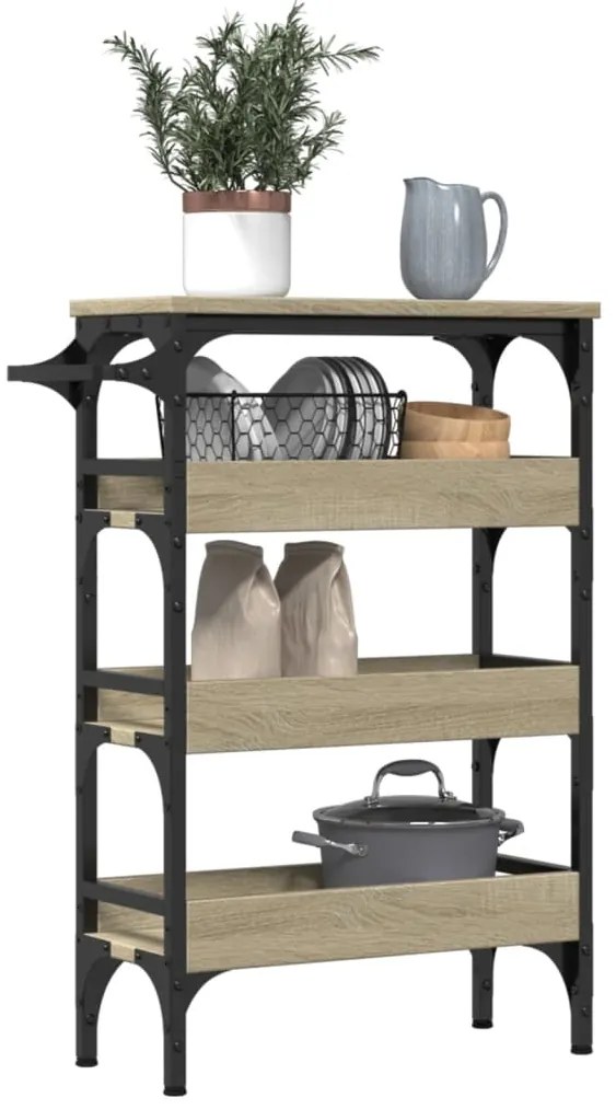 vidaXL Τρόλεϊ Κουζίνας Sonoma Δρυς 53x20x76 εκ. Επεξεργασμένο Ξύλο