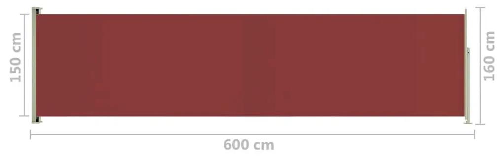 Σκίαστρο Πλαϊνό Συρόμενο Βεράντας Κόκκινο 160 x 600 εκ. - Κόκκινο