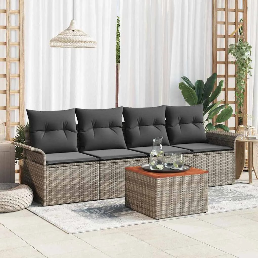 vidaXL Σετ Καναπέ Κήπου με μαξιλάρι 5 pcs Γκρι 55 x 55 x 37 εκ