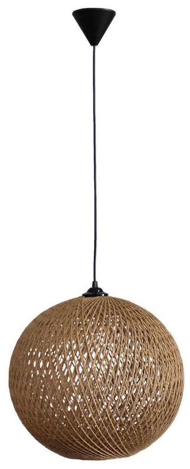 Φωτιστικό Οροφής Silk-02 Φ35 1/L Pendel Ε/27 31-1140 Black-Brown Heronia Rope