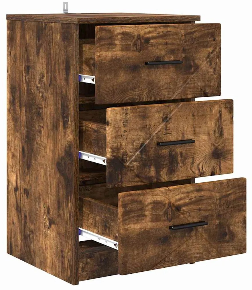 vidaXL Κομοδίνο Καπνιστή δρυς 38 x 38 x 66 εκ Επεξεργασμένο ξύλο