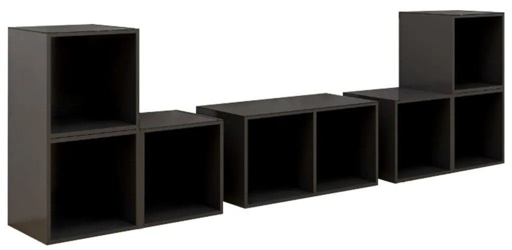 vidaXL Έπιπλα Τηλεόρασης Σετ 6 τεμ. Γυαλιστερό Γκρι από Επεξ. Ξύλο