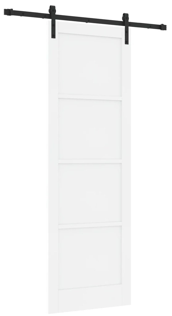 vidaXL Συρόμενη Πόρτα με Σετ Εξαρτημάτων Λευκή 78x232 εκ. Στερεό Ξύλο Πεύκου