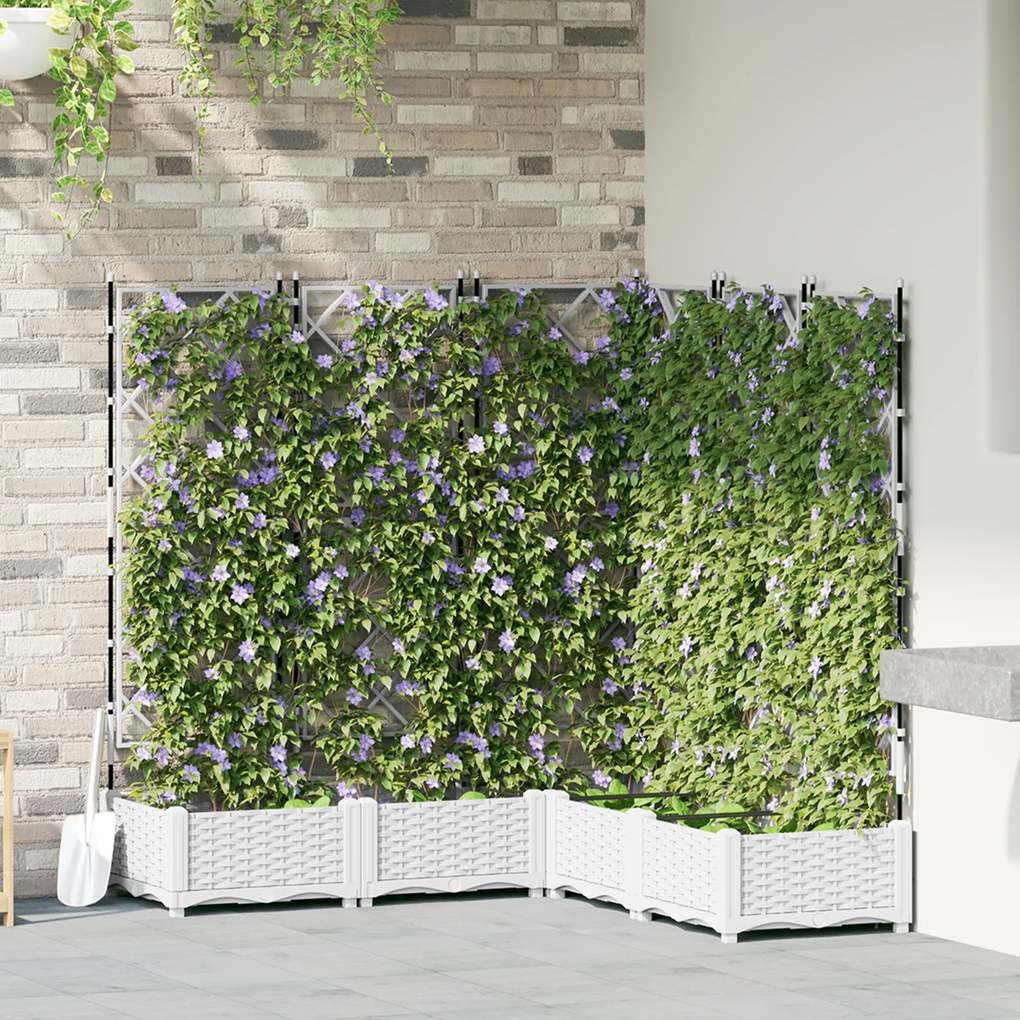 vidaXL Γλάστρα Κήπου με Πύργο 5 τεμ Λευκή 120x120x125.5 εκ