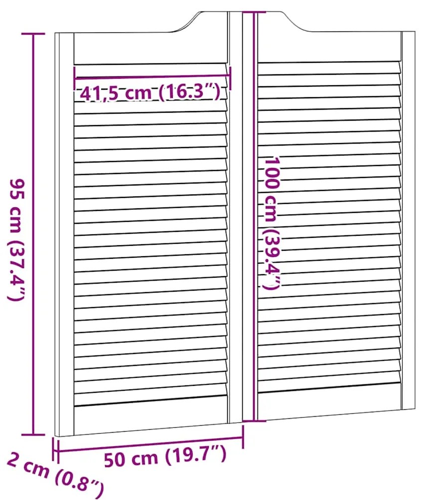 SWING DOORS LOUVRED DESIGN 1-PAIR 100X100 CM ΜΑΣΙΦ ΞΥΛΟ ΠΕΥΚΟ 4107134