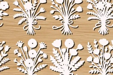 Σετ των 2 Intra απο ξύλο plywood 3mm-4mm πάχος – Ξύλινο Flower Cut Mega Bundle 1624 Δίασταση  20x20 cm INTRAFABR-122519965