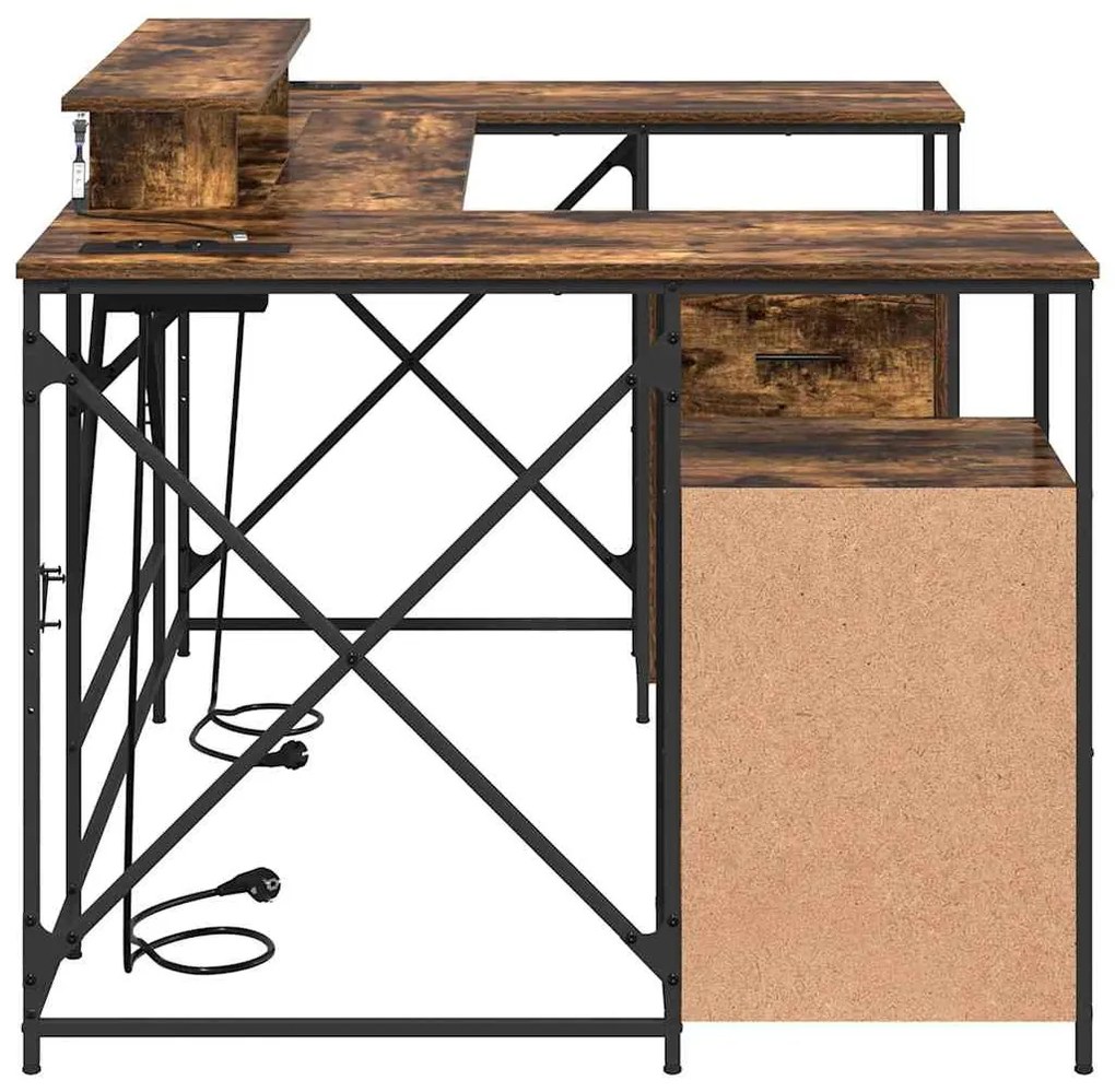 vidaXL Γραφείο Καπνιστό Δρύς 182 x 101 x 87,5 εκ Επεξεργασμένο ξύλο