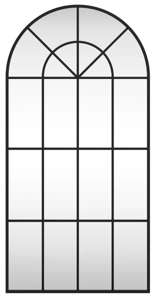 vidaXL Καθρέφτης Τοίχου Αψίδα Μαύρος 50 x 100 εκ. από Σίδερο