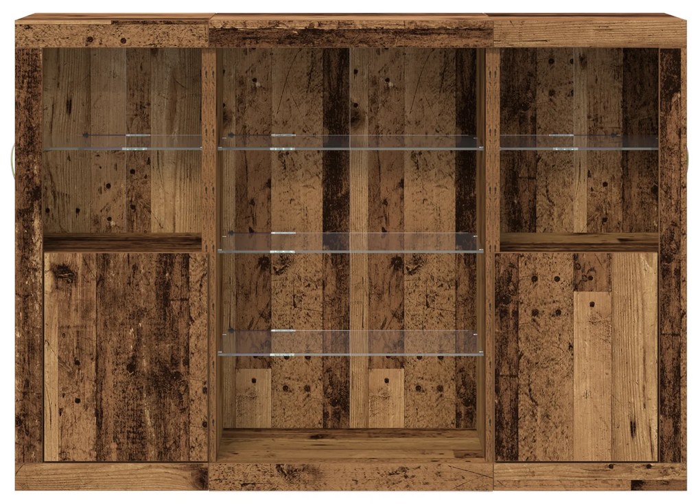 vidaXL Μπουφές με LED φωτισμό Παλιό ξύλο 143 x 37 x 100 εκ.