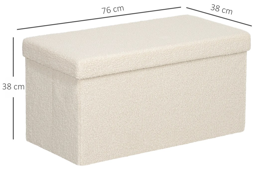 HOMCOM Σκαμπό Αποθήκευσης, Ταμπουρέ με Αποθηκευτικό Χώρο και Καπάκι για Σαλόνι, Υπνοδωμάτιο, Διάδρομο, Κρεμ Λευκό