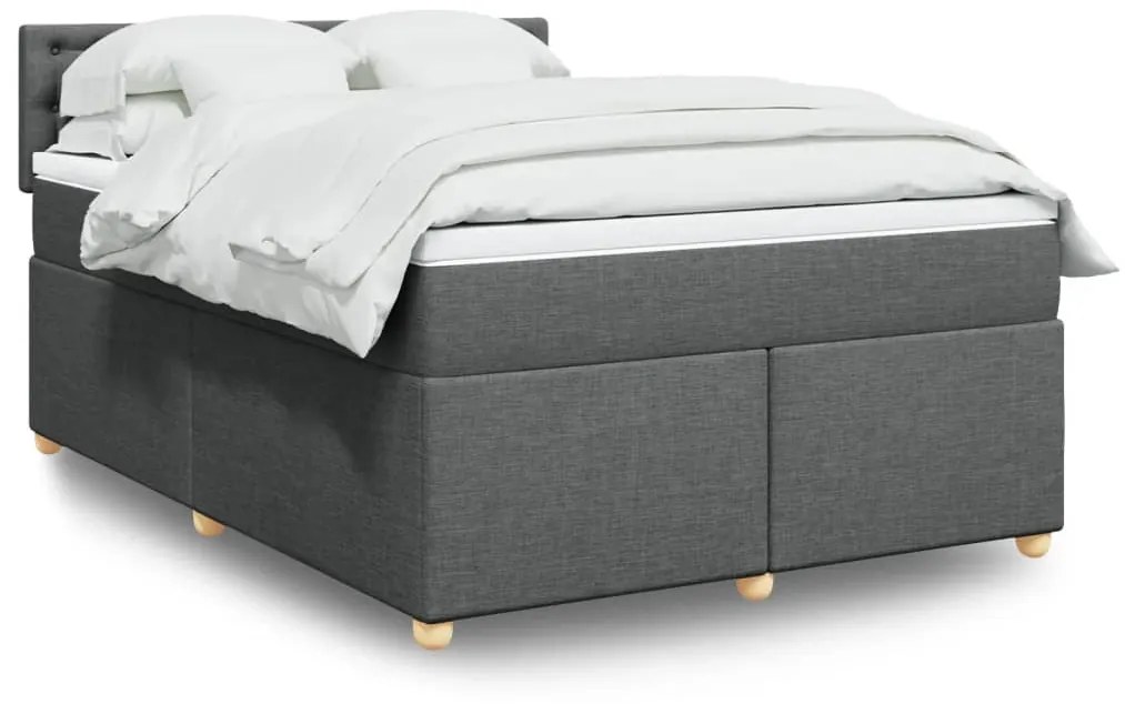 vidaXL Κρεβάτι Boxspring με Στρώμα Σκούρο Γκρι 140x190 εκ. Υφασμάτινο