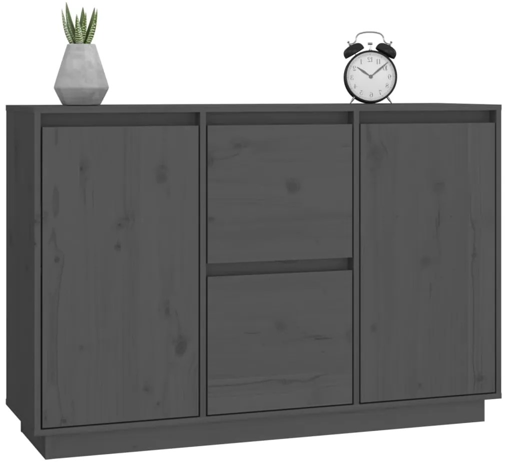 vidaXL Συρταριέρα Γκρι 111x34x75 εκ. από Μασίφ Ξύλο Πεύκου