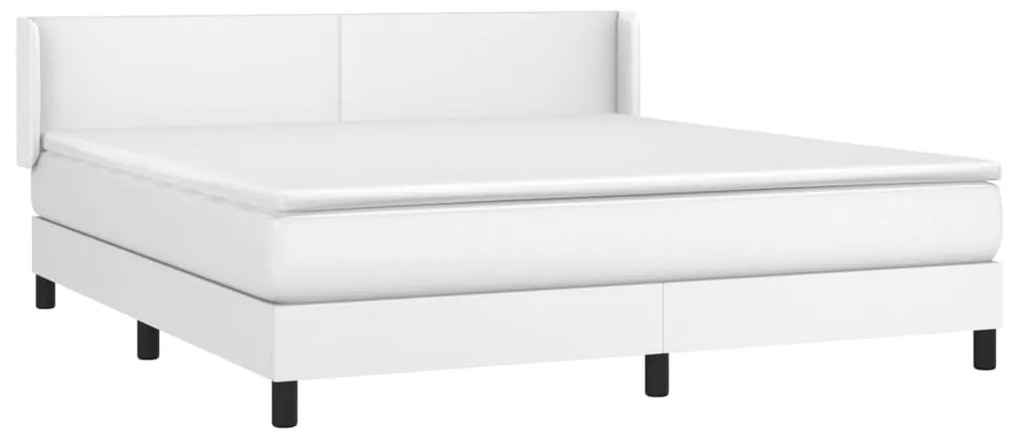 vidaXL Κρεβάτι Boxspring με Στρώμα Λευκό 180x200 εκ. Συνθετικό Δέρμα