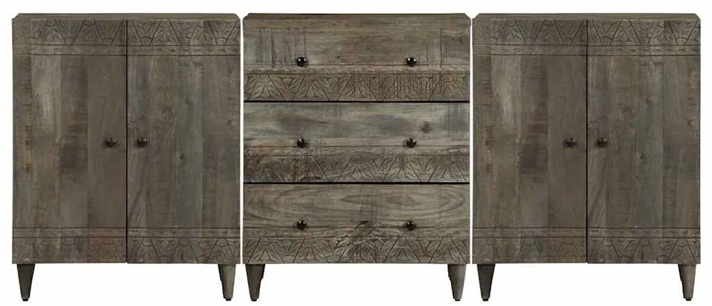 vidaXL 3 τεμαχίων Sideboards ανοιχτό γκρι μασίφ ξύλο Mango