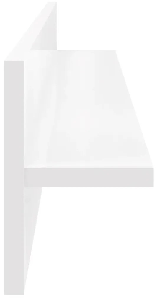 Ραφιέρες Τοίχου 2τεμ Γυαλιστερό Λευκό 80x11,5x18 εκ Μοριοσανίδα - Λευκό