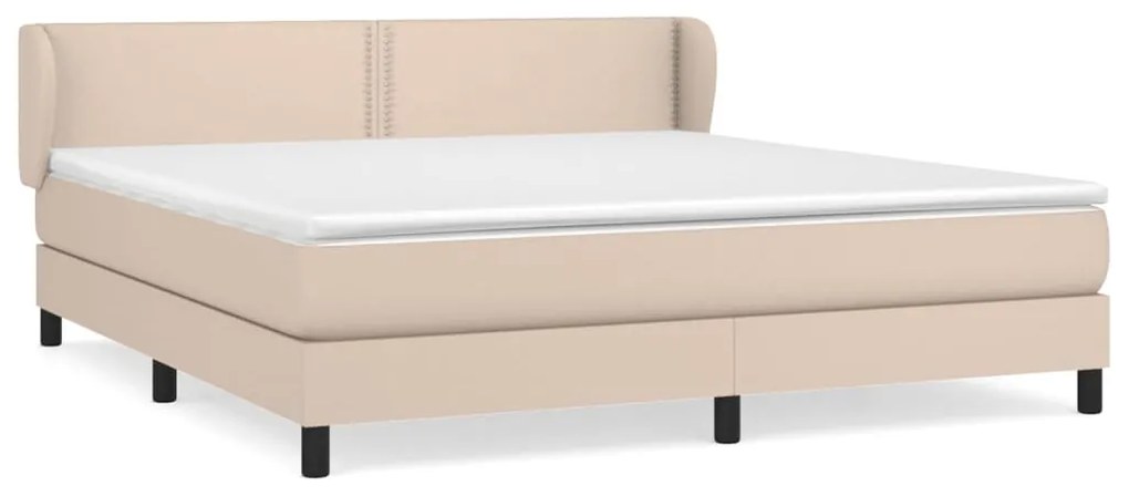 vidaXL Κρεβάτι Boxspring με Στρώμα Καπουτσίνο 180x200 εκ. Συνθ. Δέρμα