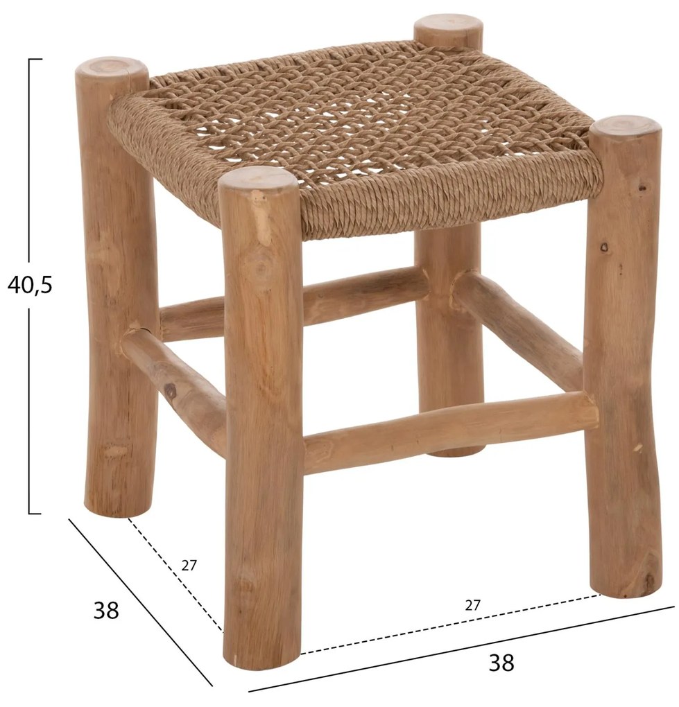 ΣΚΑΜΠΟ LONDER  ΞΥΛΟ ΤΕΑΚ ΚΑΙ ΣΥΝΘΕΤΙΚΟ RATTAN ΣΕ ΦΥΣΙΚΟ 38x38x40,5Υεκ. 38x38x40.5 εκ.
