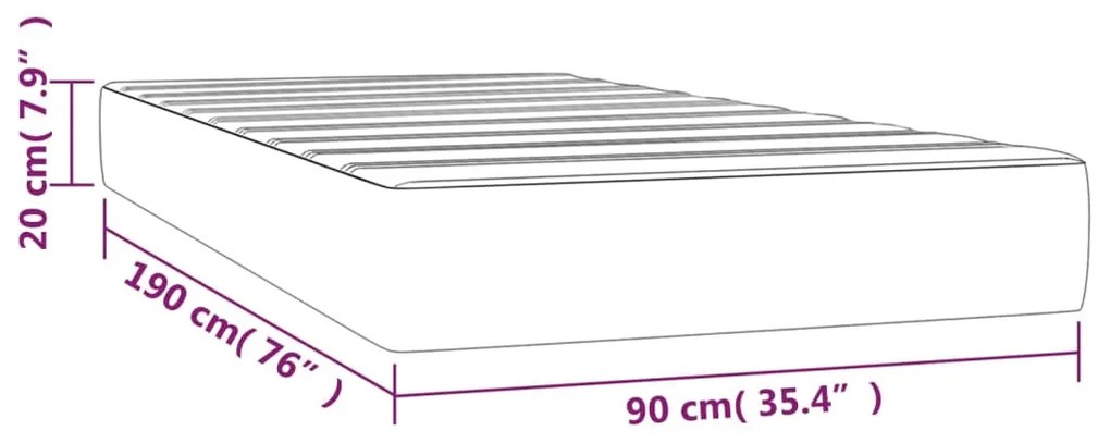 Στρώμα με Pocket Springs Σκούρο Γκρι 90x190x20 εκ. Βελούδινο - Γκρι