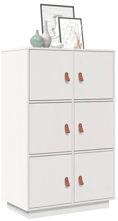vidaXL Ντουλάπι Ψηλό Λευκό 67 x 40 x 108,5 εκ. από Μασίφ Ξύλο Πεύκου
